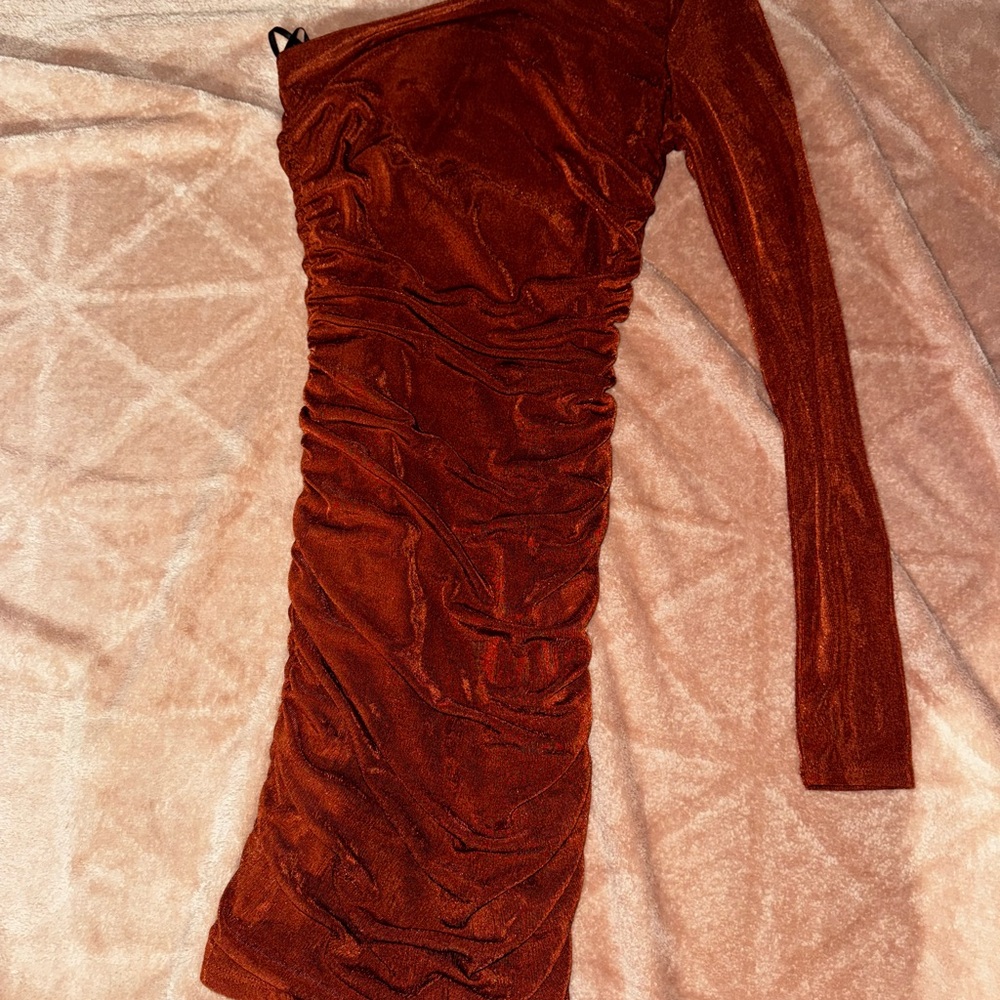 Forever 21 Red Asymmetrical Ruched Bodycon Dress